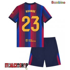 Barcelona Jules Kounde #23 Prima Maglia Bambino 2026-27 Manica Corta (+ Pantaloni corti)